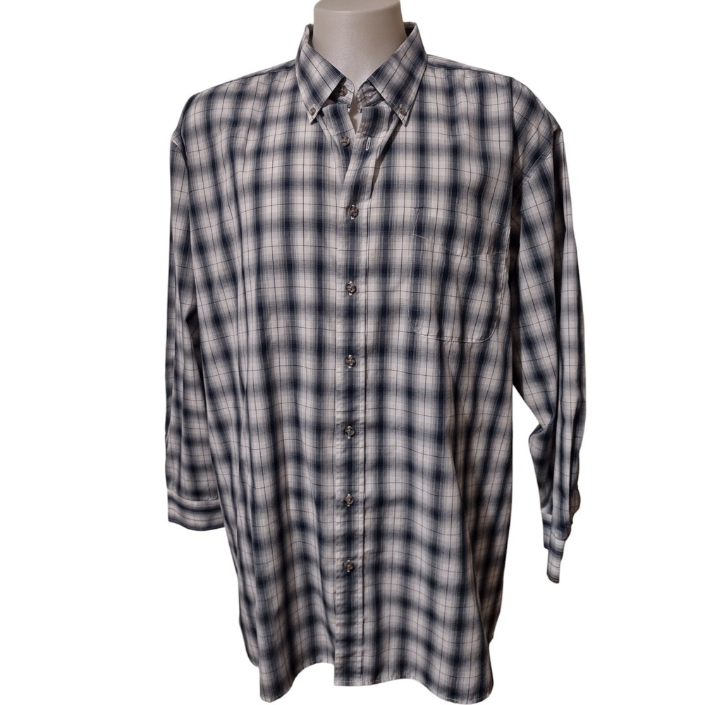 Harbor Bay Dress Shirt Men's Size 3XL Collared Plaid Long Sleeve  Button Down HB